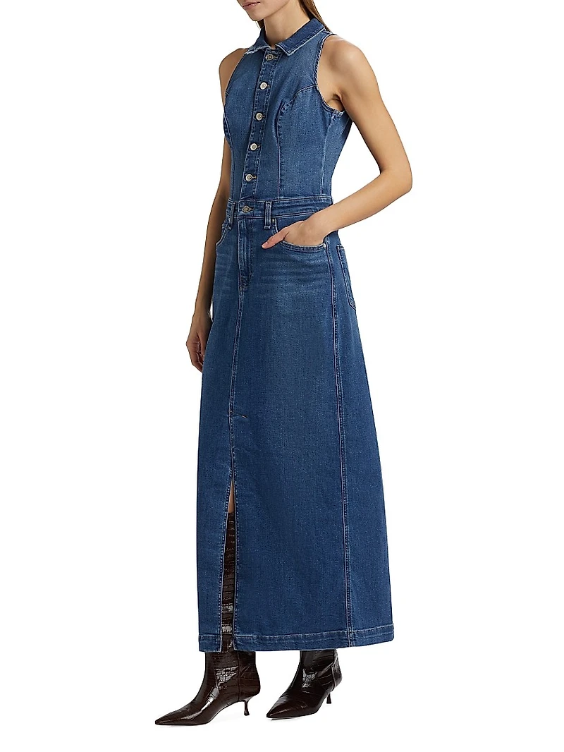 Denim Halter Maxi Dress