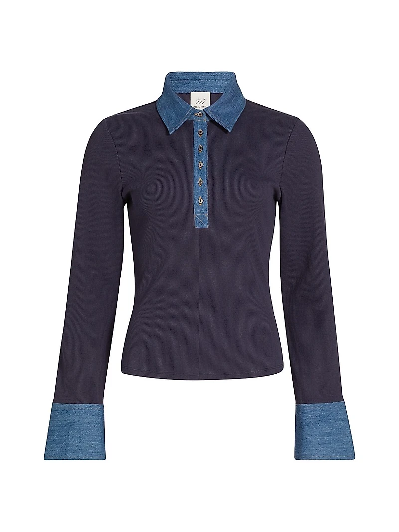 Jaden Denim & Stretch Cotton Top