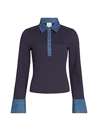 Jaden Denim & Stretch Cotton Top