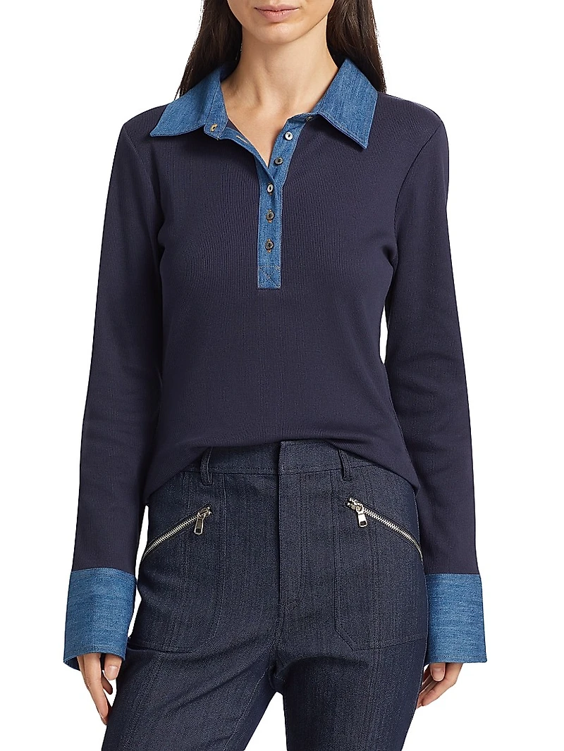 Jaden Denim & Stretch Cotton Top