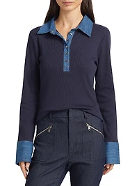 Jaden Denim & Stretch Cotton Top