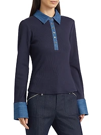 Jaden Denim & Stretch Cotton Top