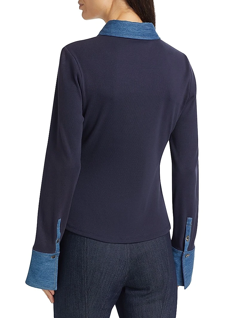 Jaden Denim & Stretch Cotton Top