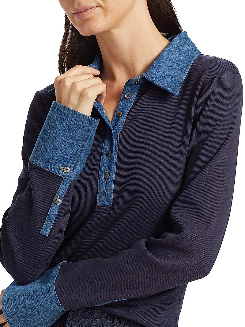 Jaden Denim & Stretch Cotton Top