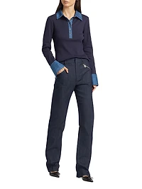 Jaden Denim & Stretch Cotton Top