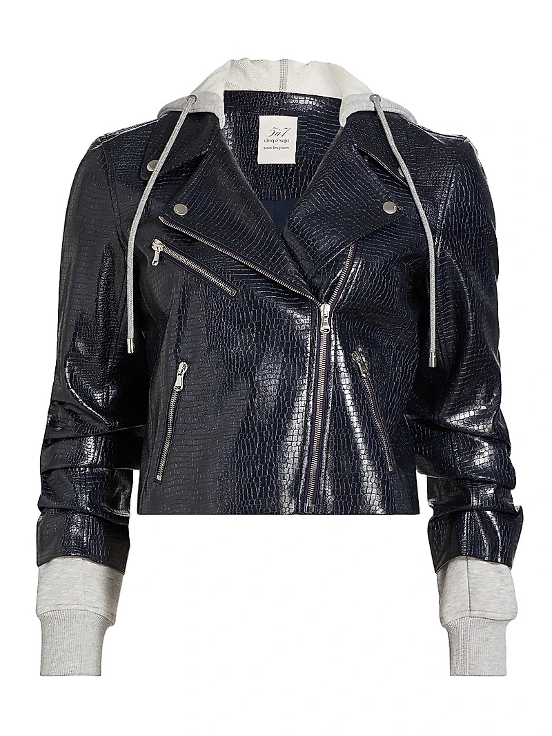 Evie Textured Snakeskin Faux Leather Jacket