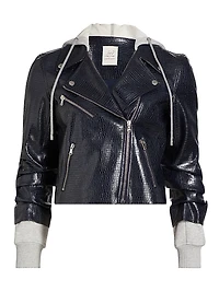 Evie Textured Snakeskin Faux Leather Jacket