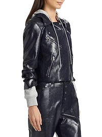 Evie Textured Snakeskin Faux Leather Jacket