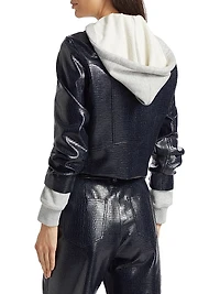 Evie Textured Snakeskin Faux Leather Jacket