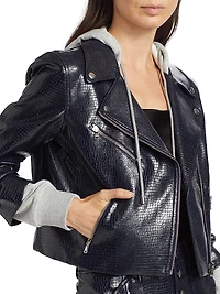 Evie Textured Snakeskin Faux Leather Jacket