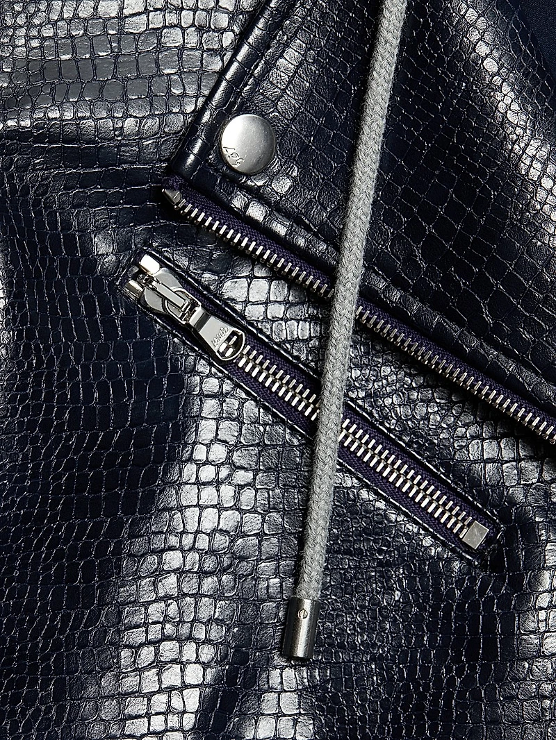 Evie Textured Snakeskin Faux Leather Jacket