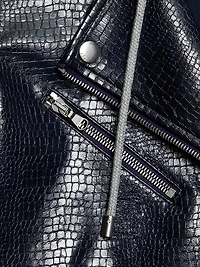 Evie Textured Snakeskin Faux Leather Jacket