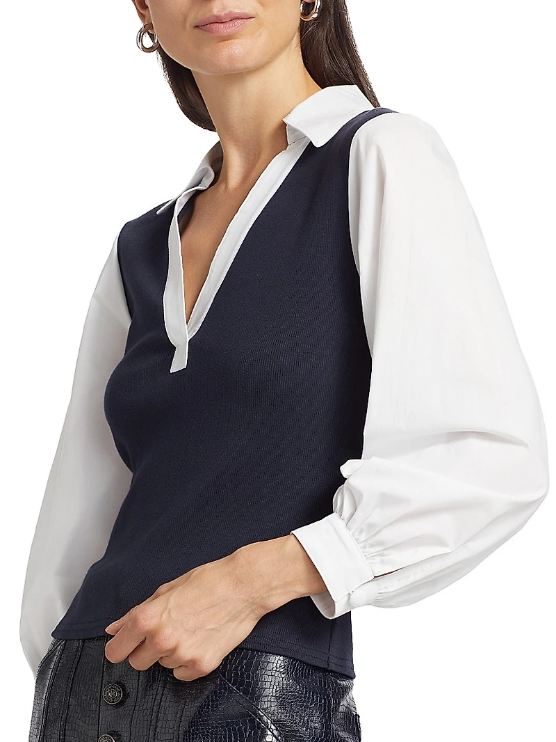 Colleen Poplin-Sleeve Top