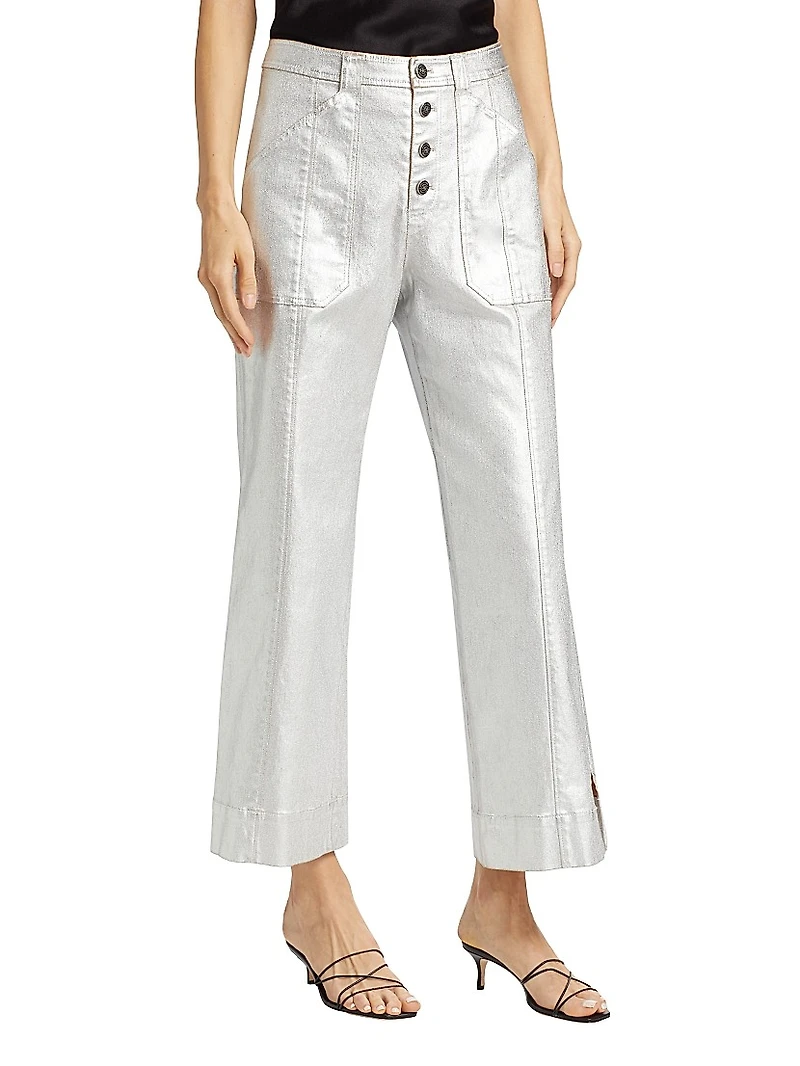 Benji Textured Foil Flare Pants