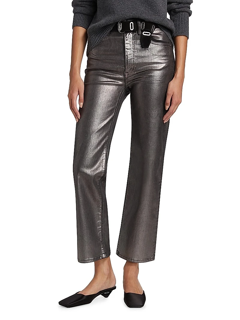 Le Sleek Coated Straight Pants