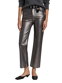 Le Sleek Coated Straight Pants