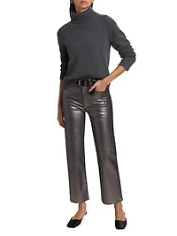 Le Sleek Coated Straight Pants