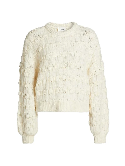 Popcorn Wool-Blend Knit Crewneck Sweater