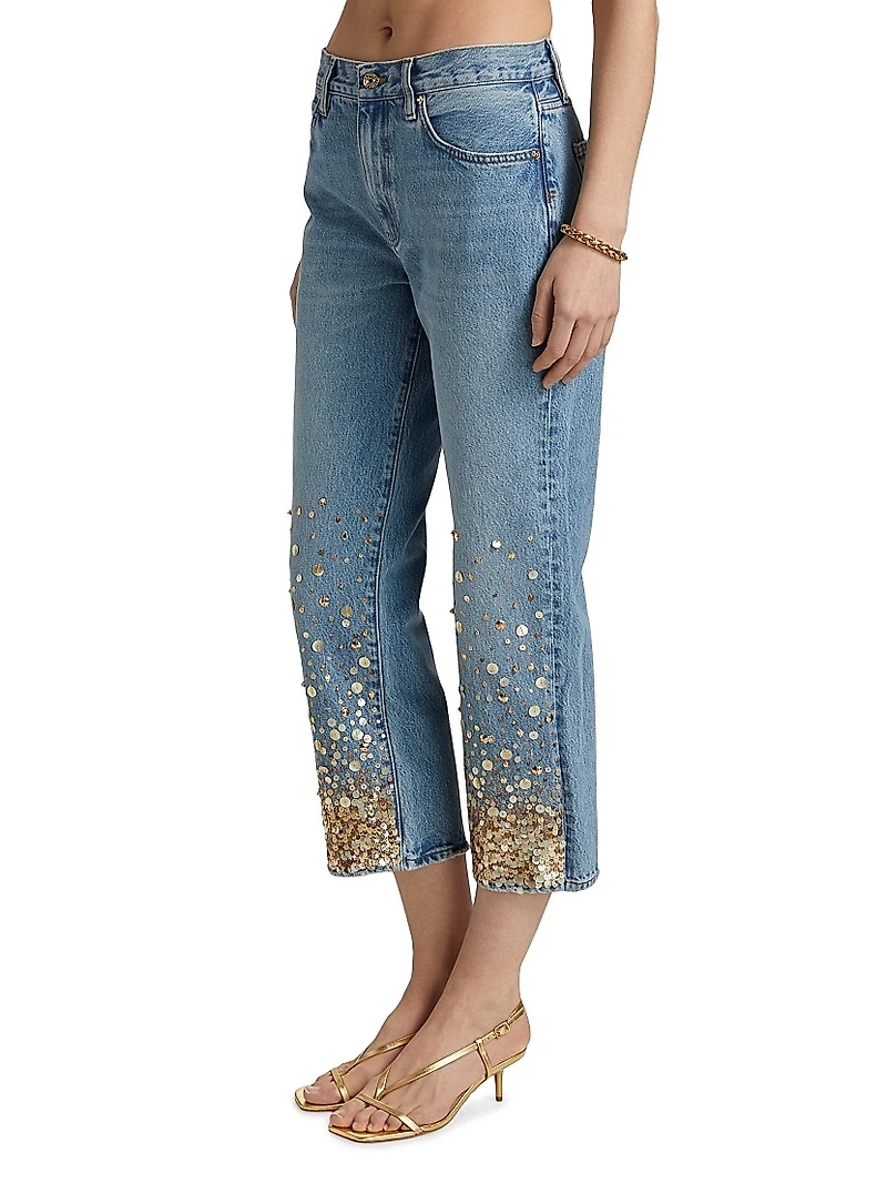 The Champagne Gold Embellished Jeans
