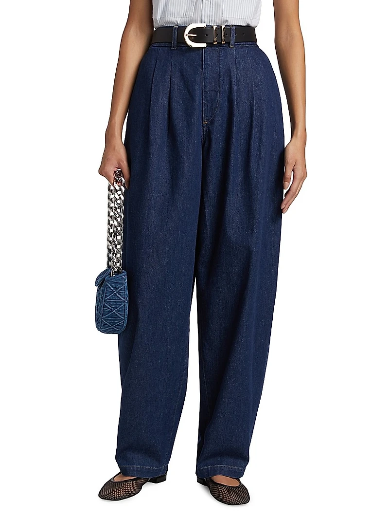 The Tapered Pleated Denim Trousers