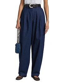 The Tapered Pleated Denim Trousers