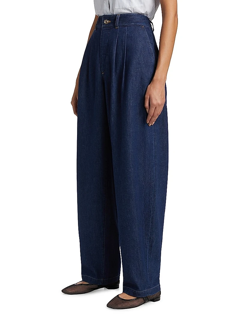 The Tapered Pleated Denim Trousers