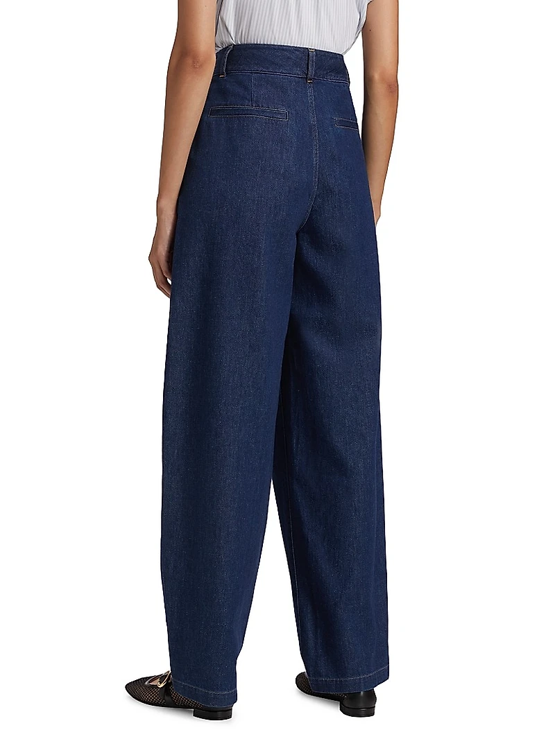 The Tapered Pleated Denim Trousers