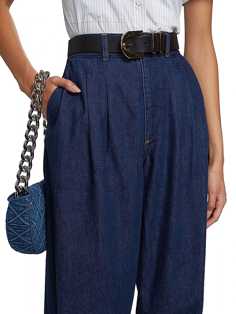 The Tapered Pleated Denim Trousers