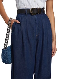 The Tapered Pleated Denim Trousers