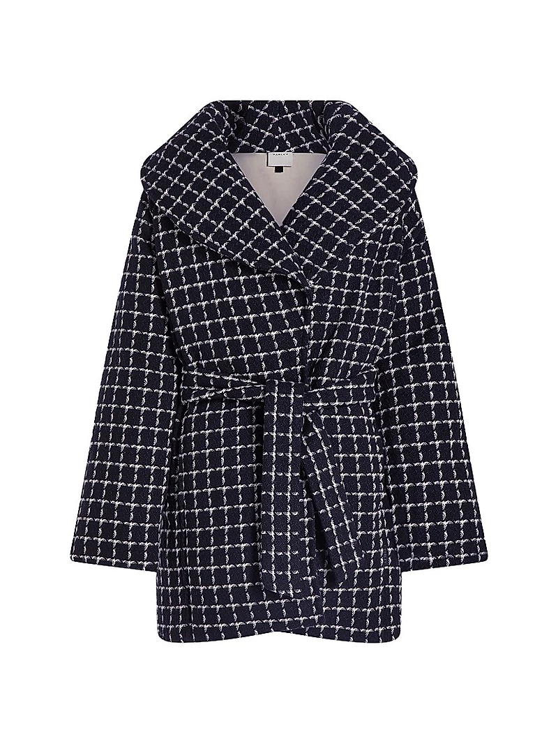 Milla Checked Wool Wrap Jacket