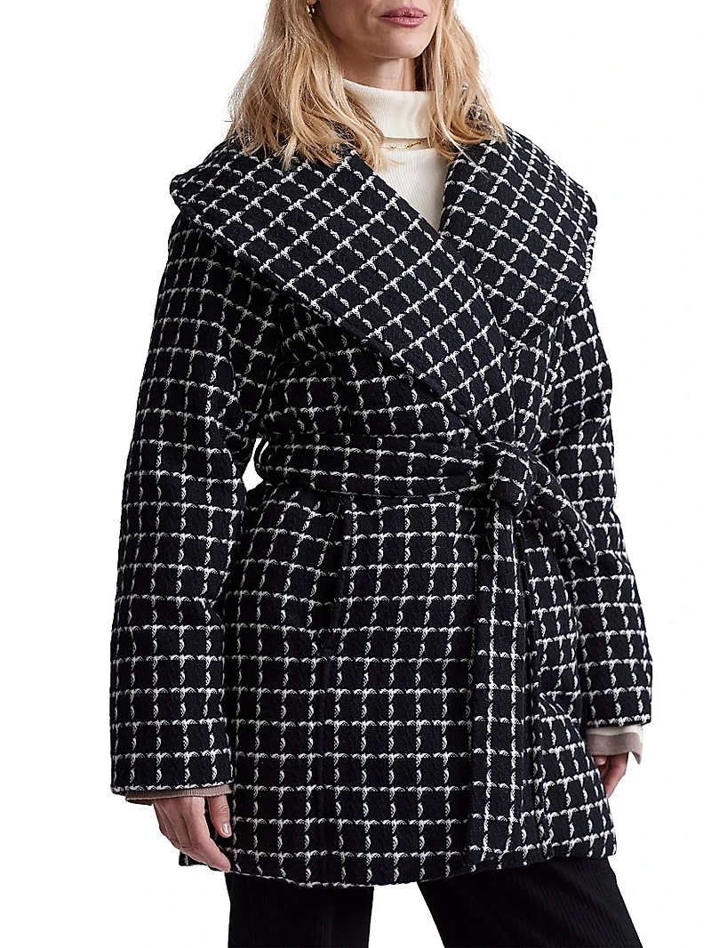 Milla Checked Wool Wrap Jacket
