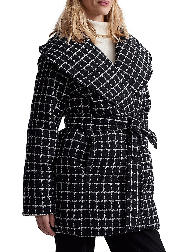 Milla Checked Wool Wrap Jacket