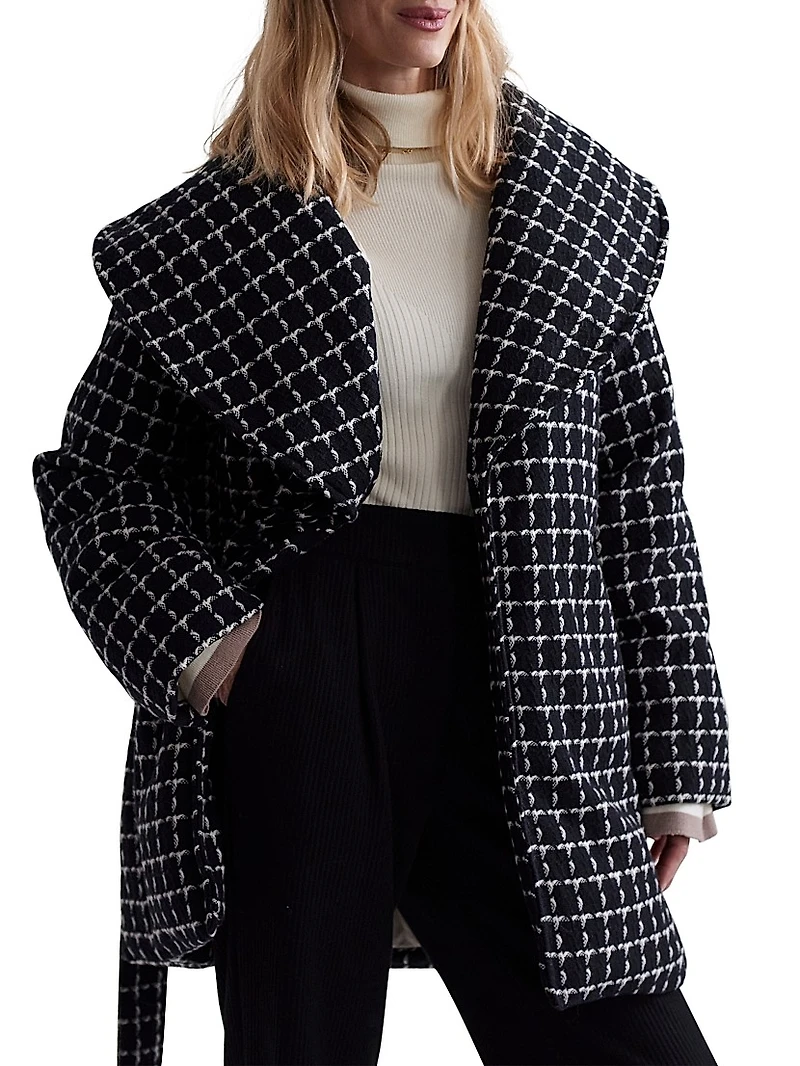 Milla Checked Wool Wrap Jacket