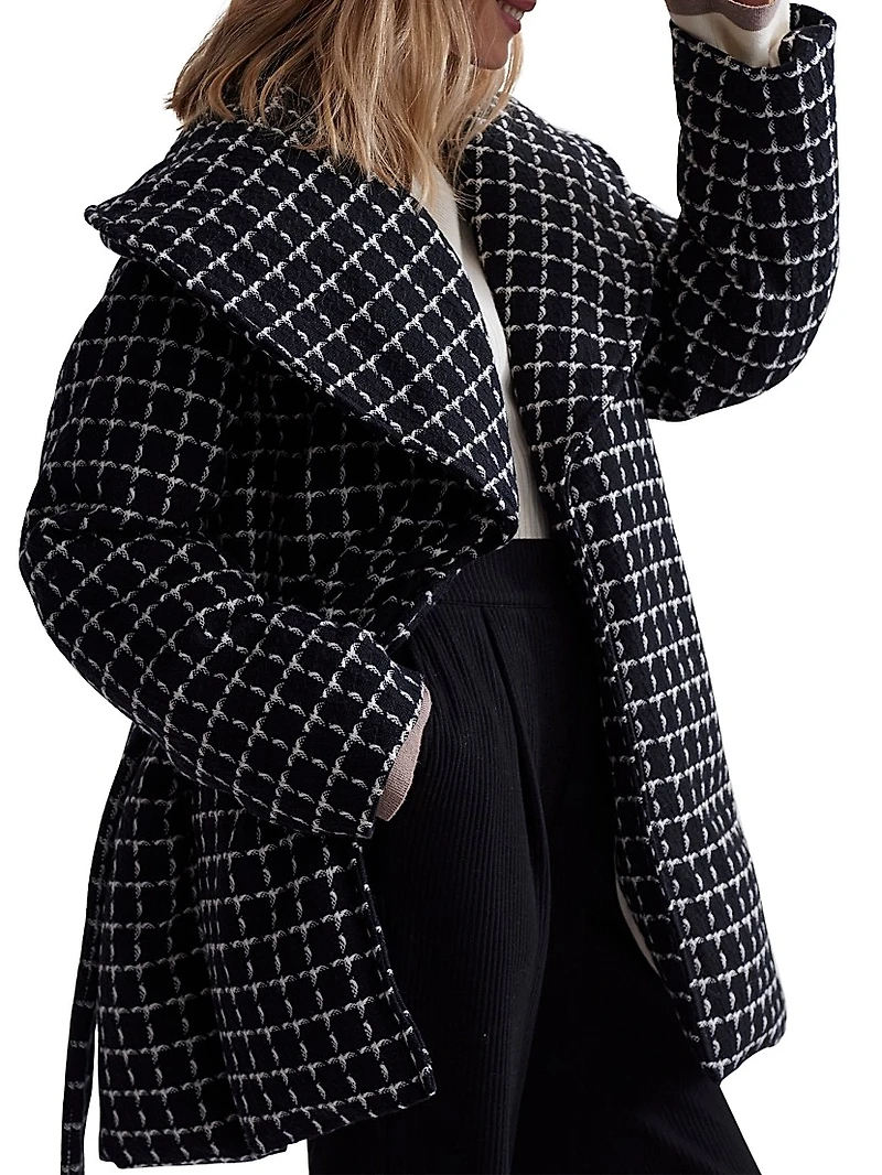 Milla Checked Wool Wrap Jacket