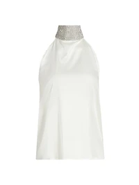 Kylan Crystal-Embellished Satin Sleeveless Blouse