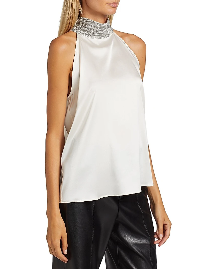 Kylan Crystal-Embellished Satin Sleeveless Blouse