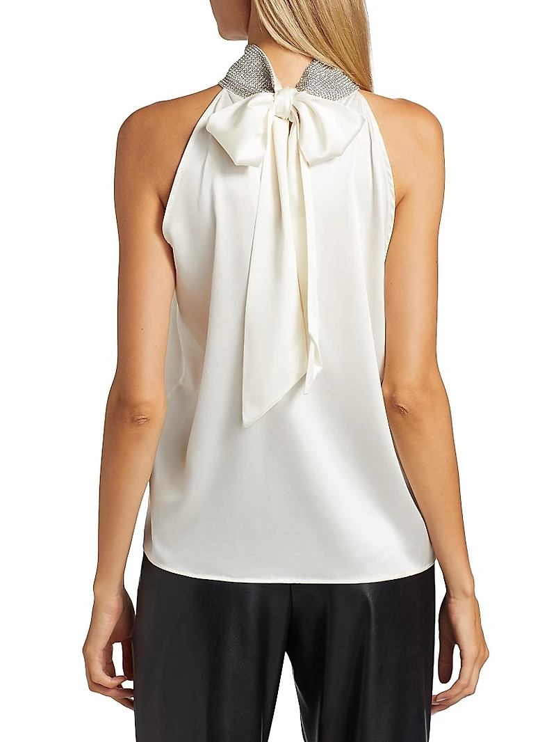 Kylan Crystal-Embellished Satin Sleeveless Blouse