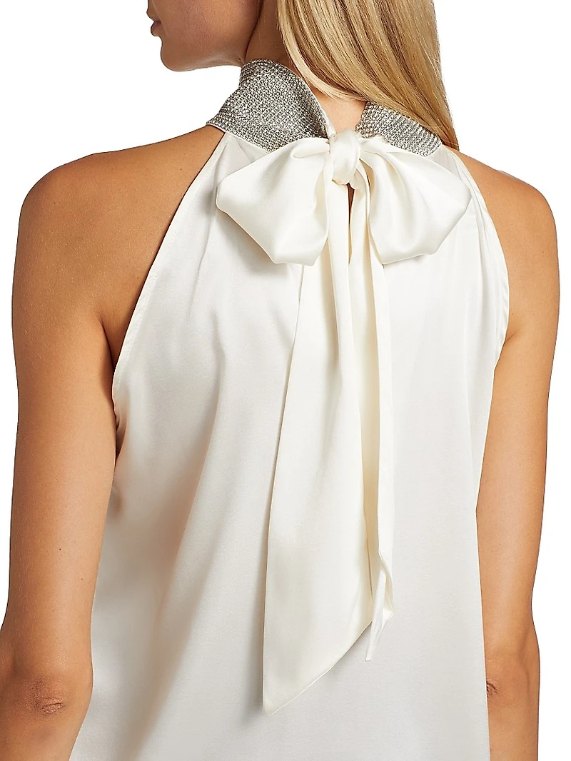 Kylan Crystal-Embellished Satin Sleeveless Blouse