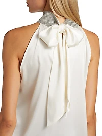 Kylan Crystal-Embellished Satin Sleeveless Blouse