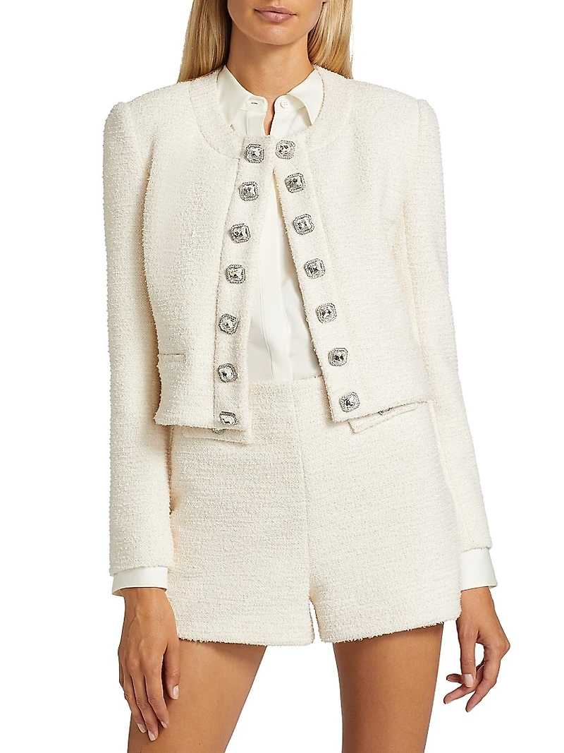 Kaiden Crystal-Embellished Tweed Jacket