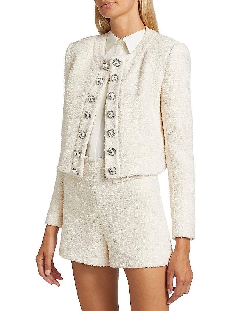 Kaiden Crystal-Embellished Tweed Jacket