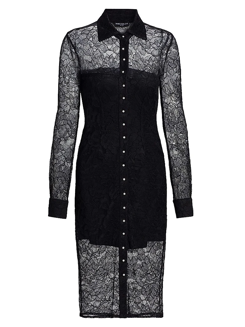 Lorene Lace Button-Front Shirtdress