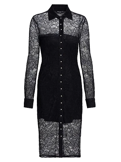 Lorene Lace Button-Front Shirtdress