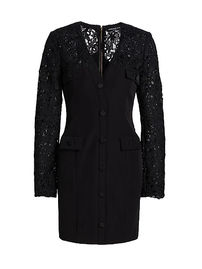 Navina Lace-Trim Crepe Minidress