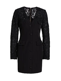 Navina Lace-Trim Crepe Minidress