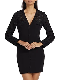 Navina Lace-Trim Crepe Minidress