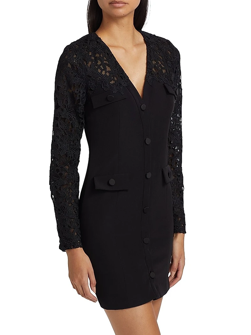 Navina Lace-Trim Crepe Minidress