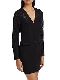 Navina Lace-Trim Crepe Minidress