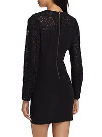 Navina Lace-Trim Crepe Minidress