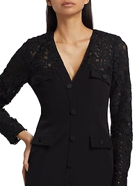 Navina Lace-Trim Crepe Minidress